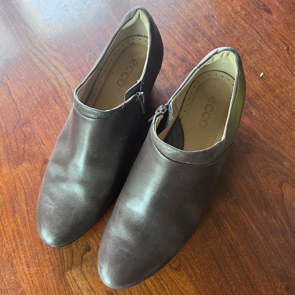 Ecco Brown Leather Wedge Booties - Size 41‎ (10.5)